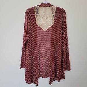 M.Fasis Crochet Panel Boho Light Weight‎ Cardigan 2X
